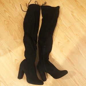 Over the Knee Block Suede Boots